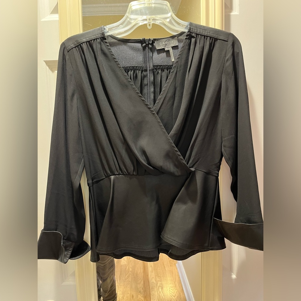 Women's Black Wrap Top